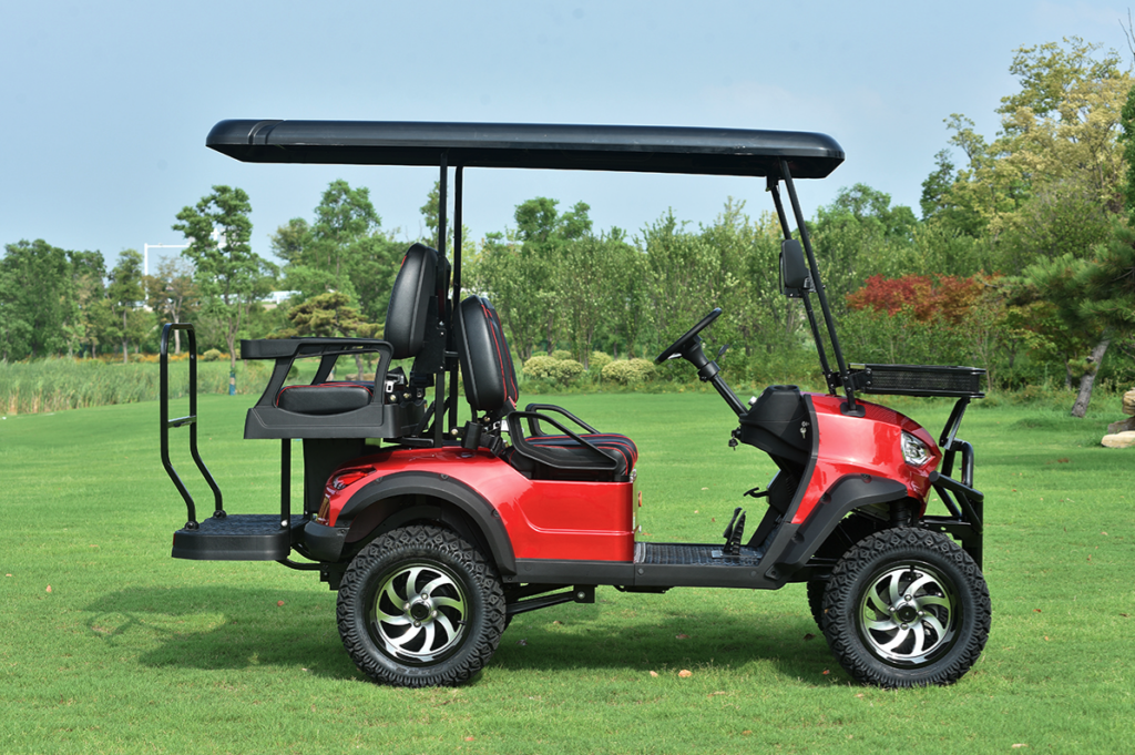 E-Bolt Electric Golf Cart Profile View Red